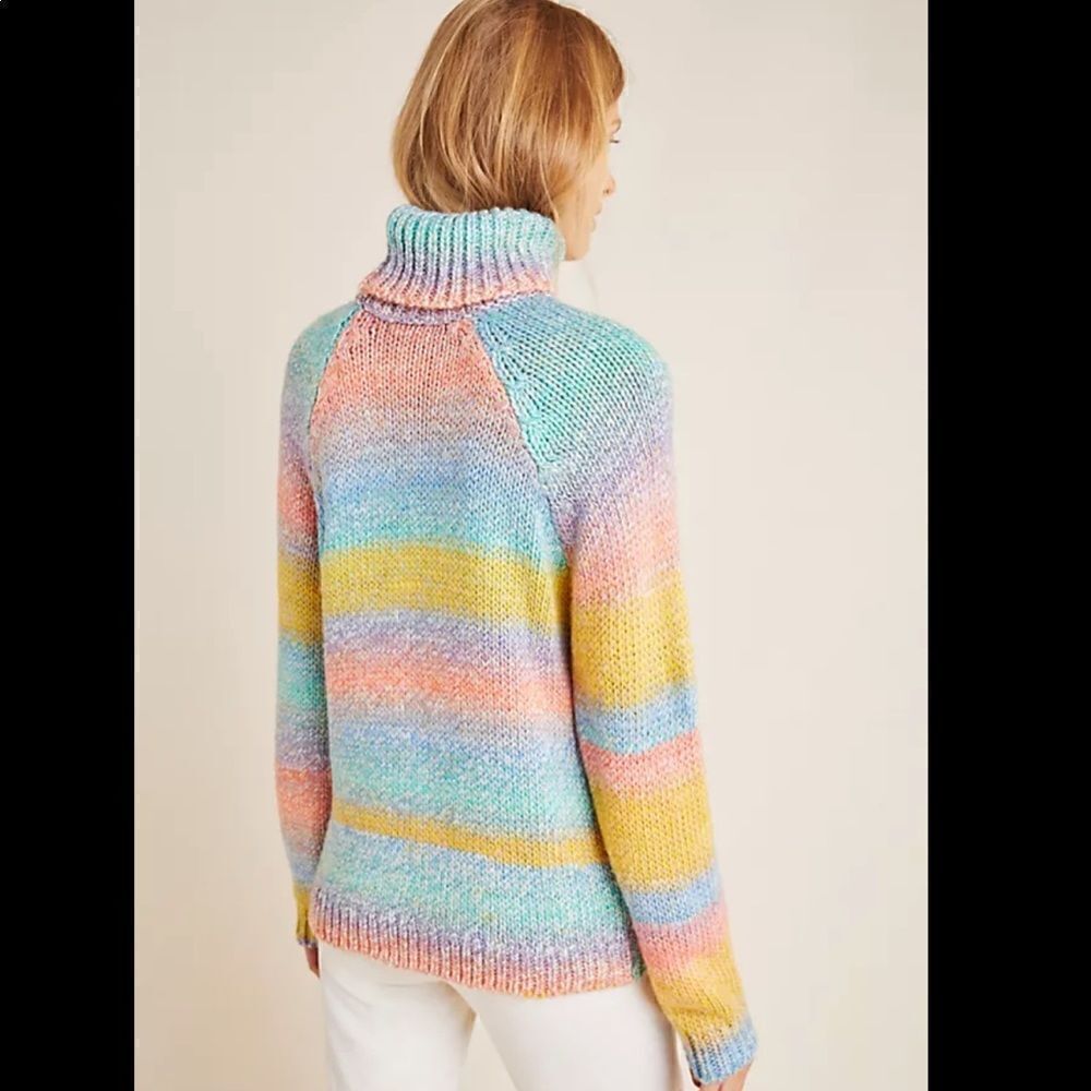 Anthropologie T. La Rainbow Ombre Turtleneck Knit Sweater - Picture 13 of 13